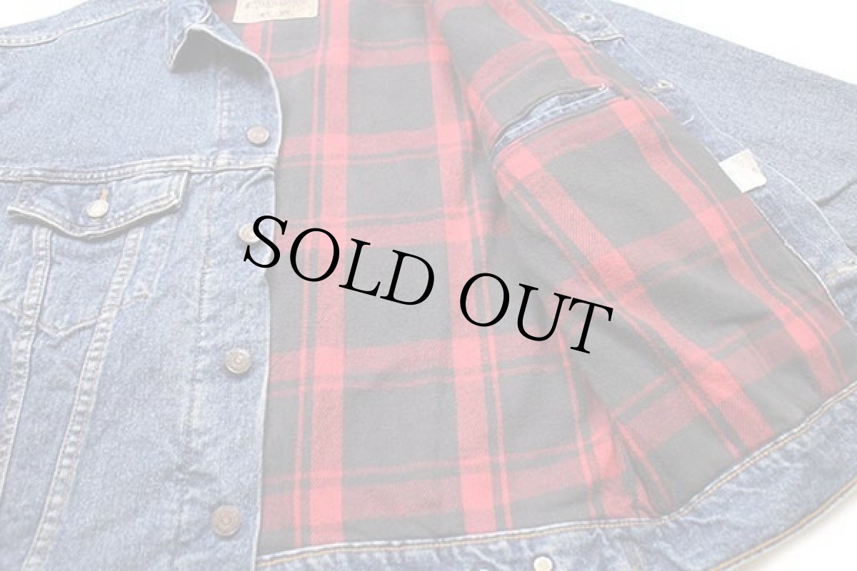 画像6: 90s USA製 Levi'sリーバイス 70427 チェック ネルライナー デニムジャケット 4ポケット S (6)