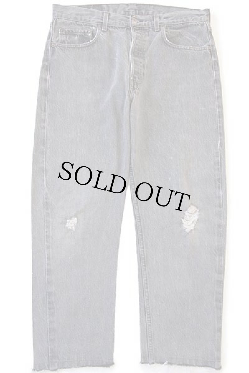 画像2: 90s フランス製 Levi'sリーバイス 501 先染め ブラック デニムパンツ カスタム ボロ W34★ユーロ (2)