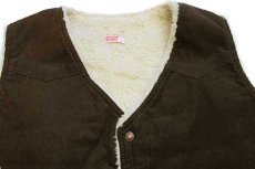 画像3: 70s USA製 Levi'sリーバイス 60606 ボアライナー コーデュロイベスト 焦げ茶 XL (3)