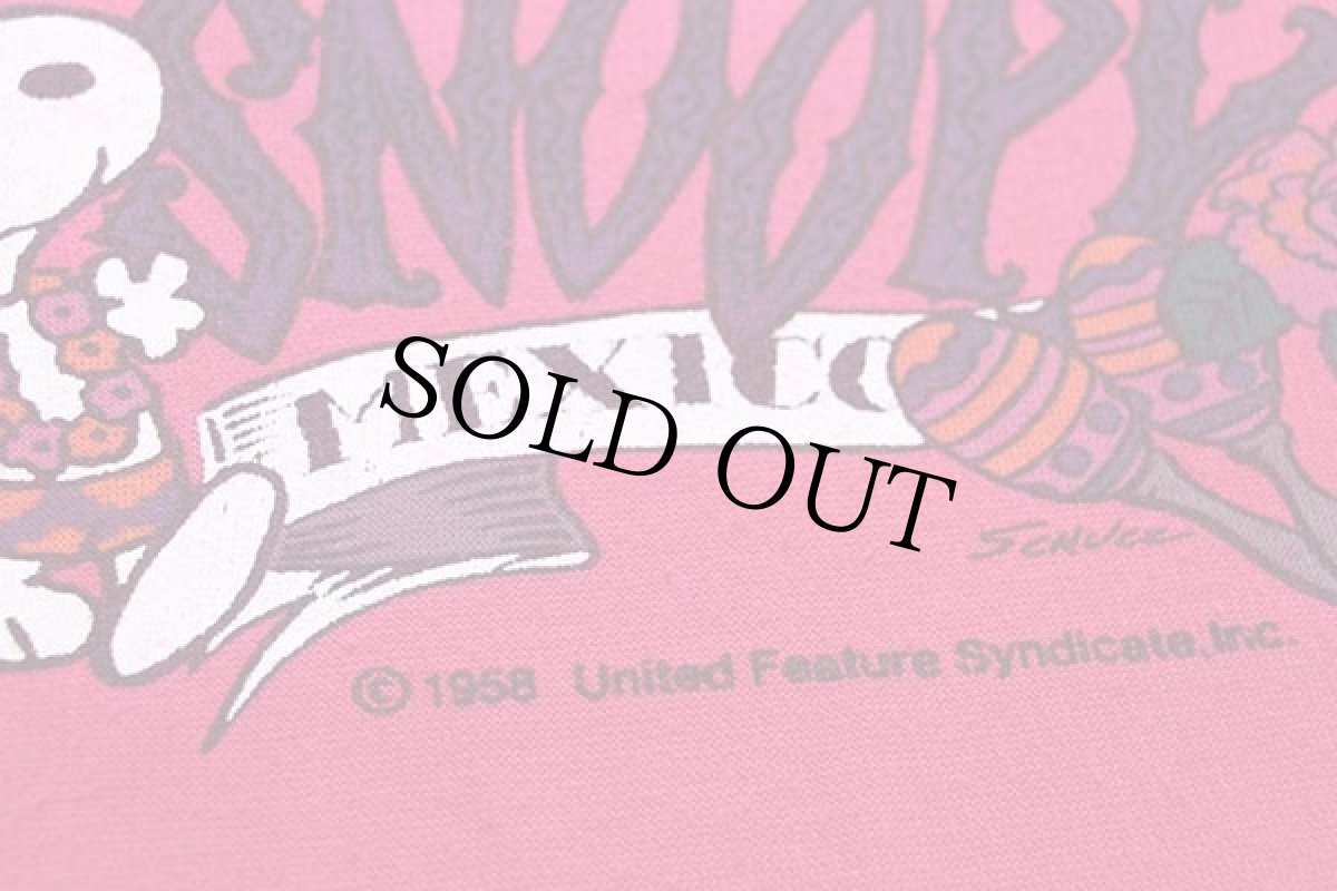 画像4: 80s イタリア製 SNOOPY スヌーピー MEXICO スウェット 濃ピンク XL (4)