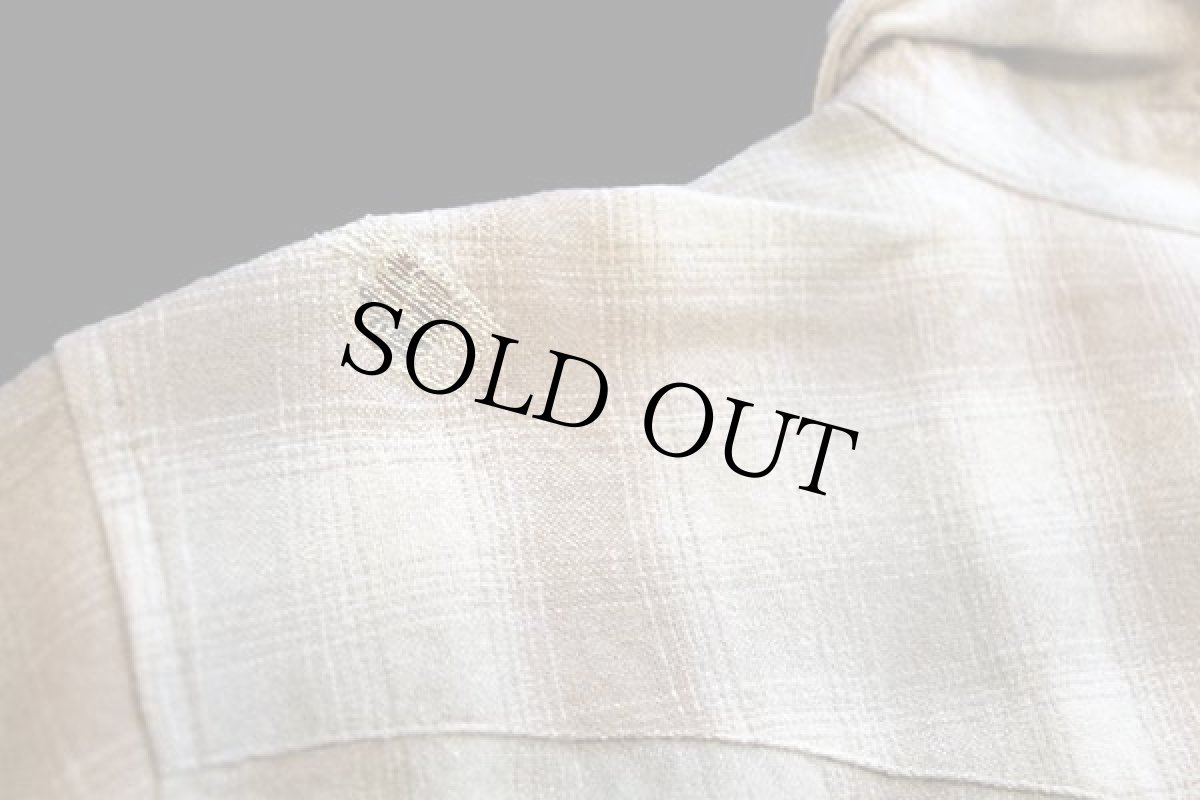 画像7: 70s PENDLETONペンドルトン オンブレチェック エルボーパッチ付き ウール ウエスタンシャツ ボロ L (7)