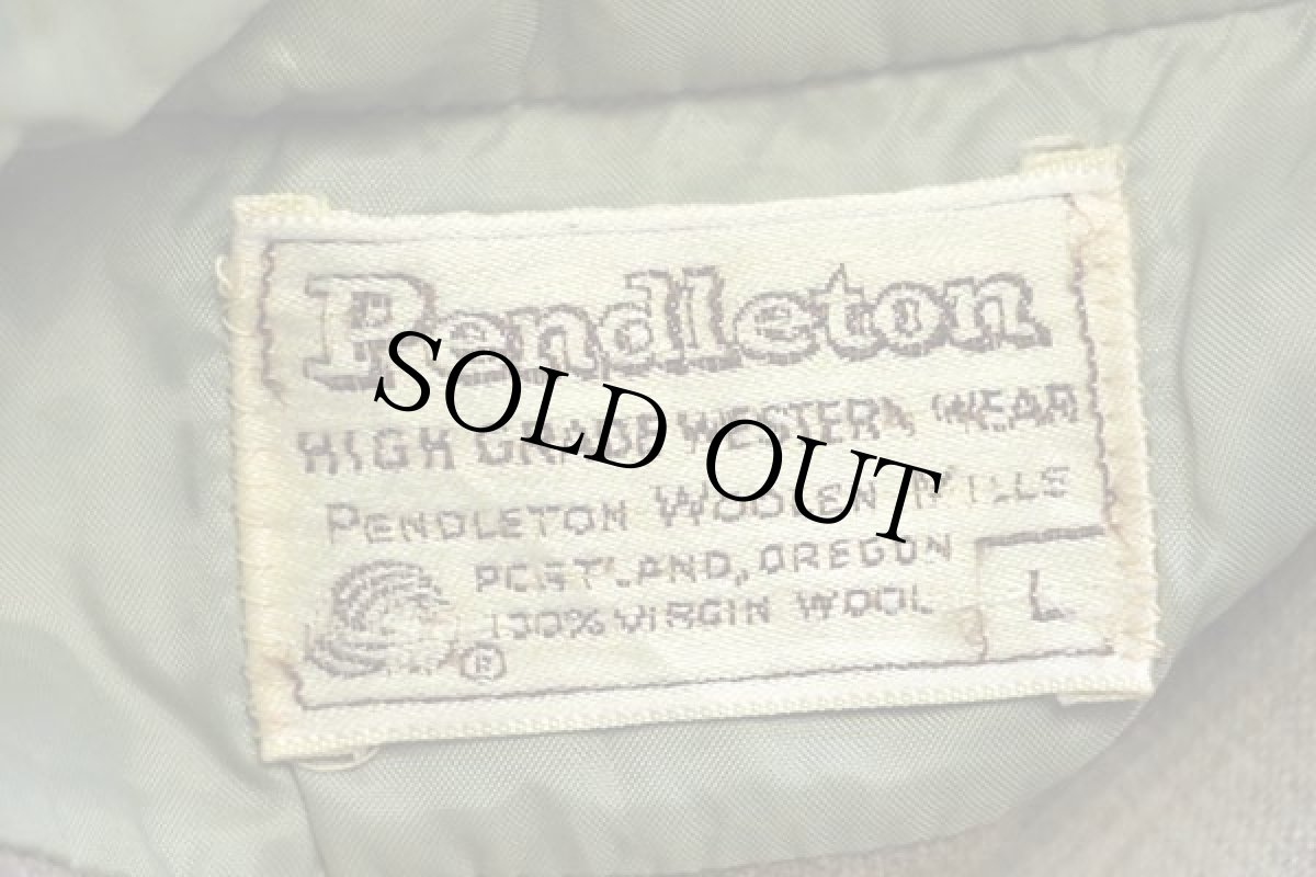 画像4: 70s PENDLETONペンドルトン オンブレチェック エルボーパッチ付き ウール ウエスタンシャツ ボロ L (4)