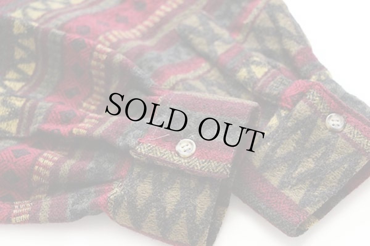 画像6: イタリア製 F.LLI BARBIERI フォークロア ラグ柄 ウール混 シャツ L (6)