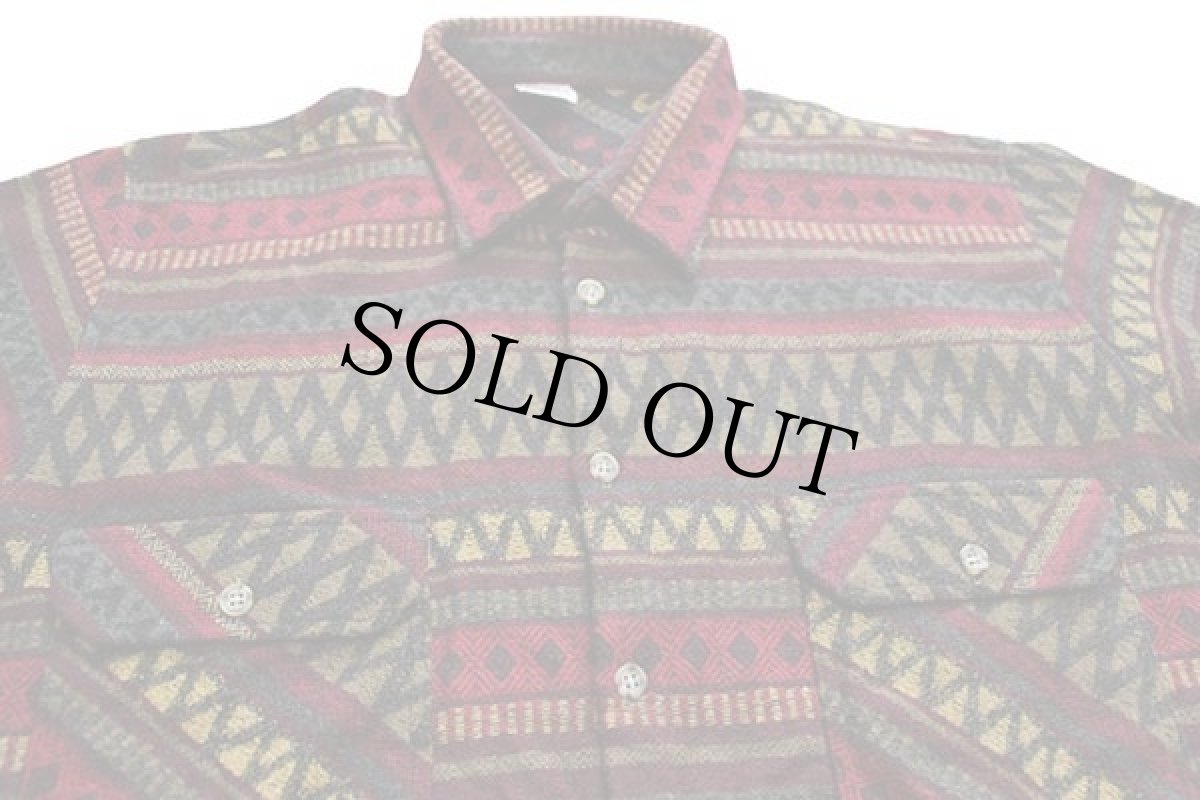 画像3: イタリア製 F.LLI BARBIERI フォークロア ラグ柄 ウール混 シャツ L (3)