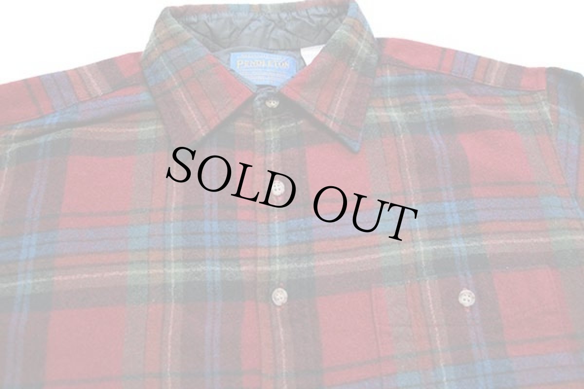 画像3: 90s USA製 PENDLETONペンドルトン タータンチェック エルボーパッチ付き ウールシャツ L (3)