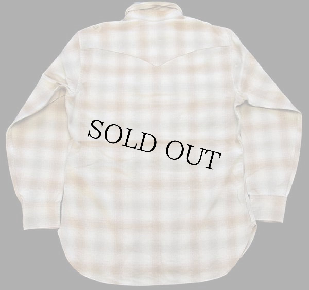 画像2: 70s PENDLETONペンドルトン オンブレチェック エルボーパッチ付き ウール ウエスタンシャツ ボロ L (2)