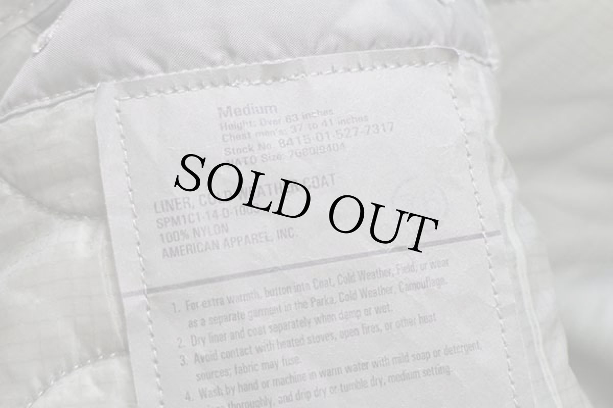 画像4: 14 米軍 U.S.ARMY M-65 フィールドジャケット ナイロン キルティングライナー フォリアージグリーン M (4)