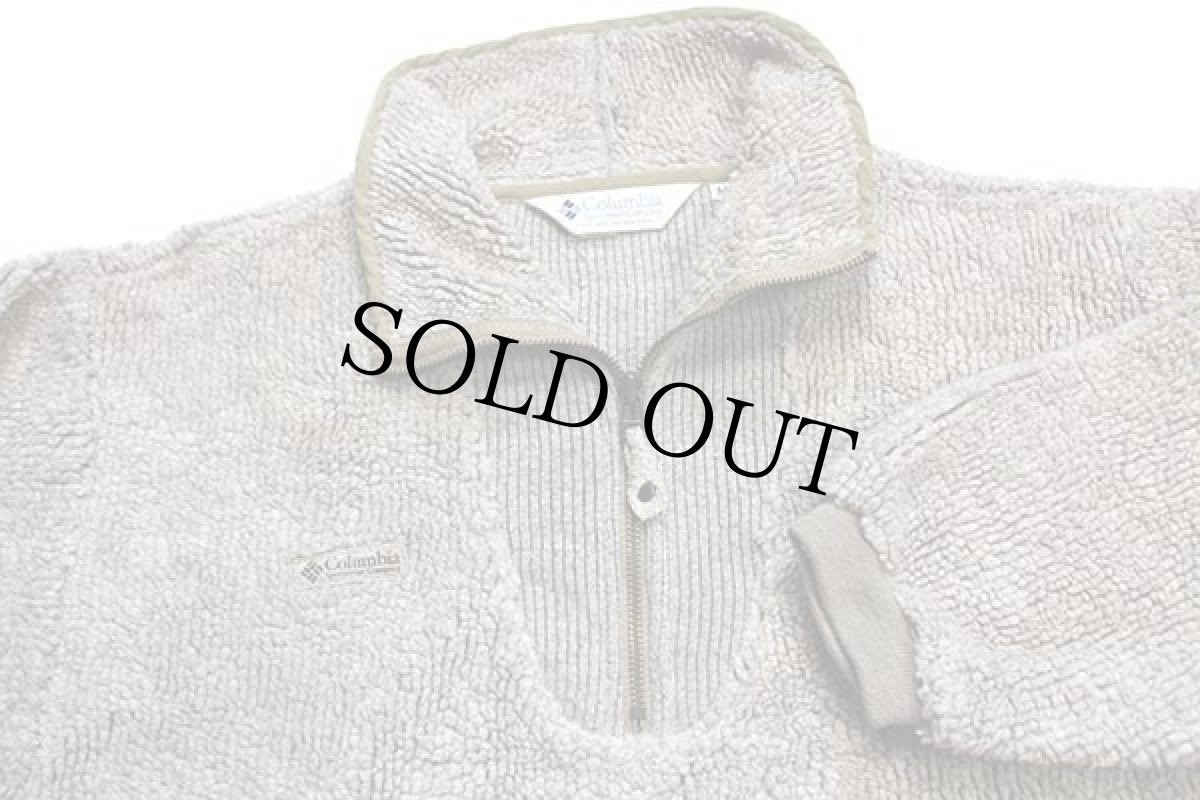 画像3: 90s USA製 Columbiaコロンビア ハイネック ハーフジップ プルオーバー パイル フリース ベージュ (3)