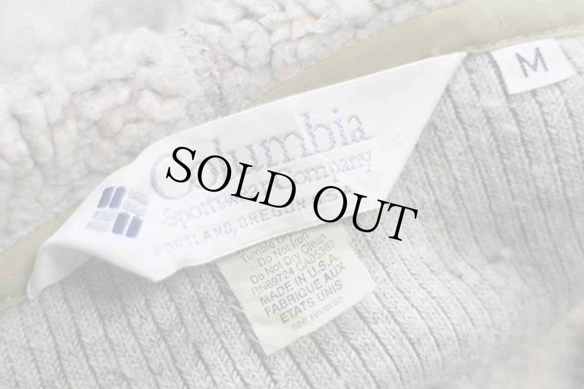 画像4: 90s USA製 Columbiaコロンビア ハイネック ハーフジップ プルオーバー パイル フリース ベージュ (4)