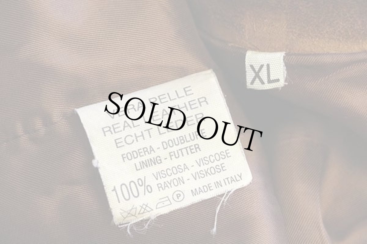 画像4: 90s イタリア製 UNKNOWN スエード レザージャケット 4ポケット 茶 XL (4)