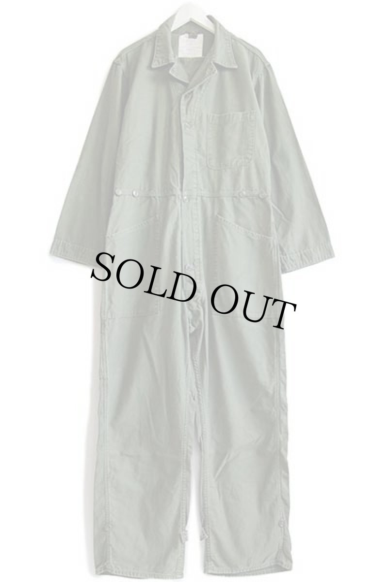 画像2: 80s 米軍 U.S.NAVY コットンサテン カバーオール オールインワン オリーブグリーン L★つなぎ (2)