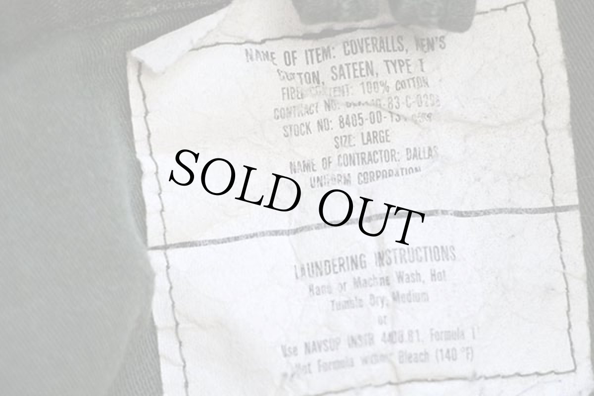 画像5: 80s 米軍 U.S.NAVY コットンサテン カバーオール オールインワン オリーブグリーン L★つなぎ (5)