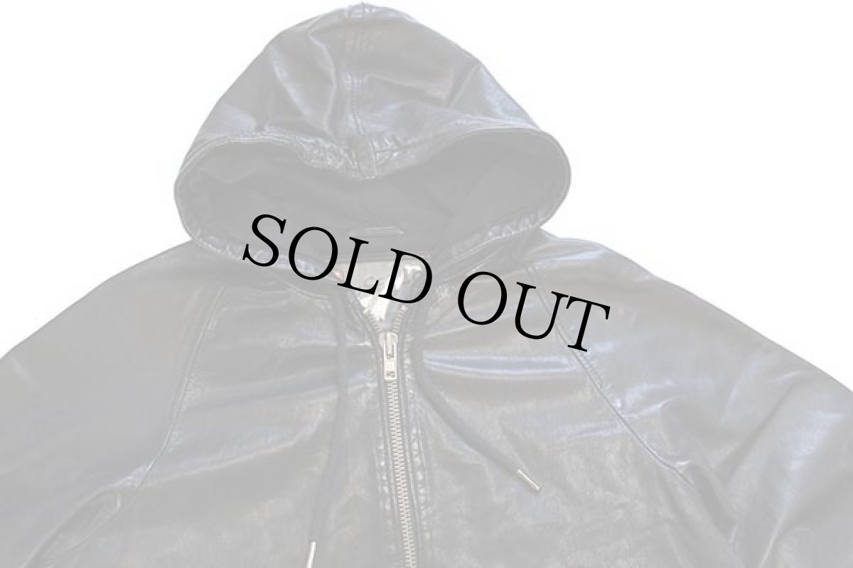 画像3: トルコ製 DIESELディーゼル HIGH SPEED ラムレザー パーカー 黒 L (3)