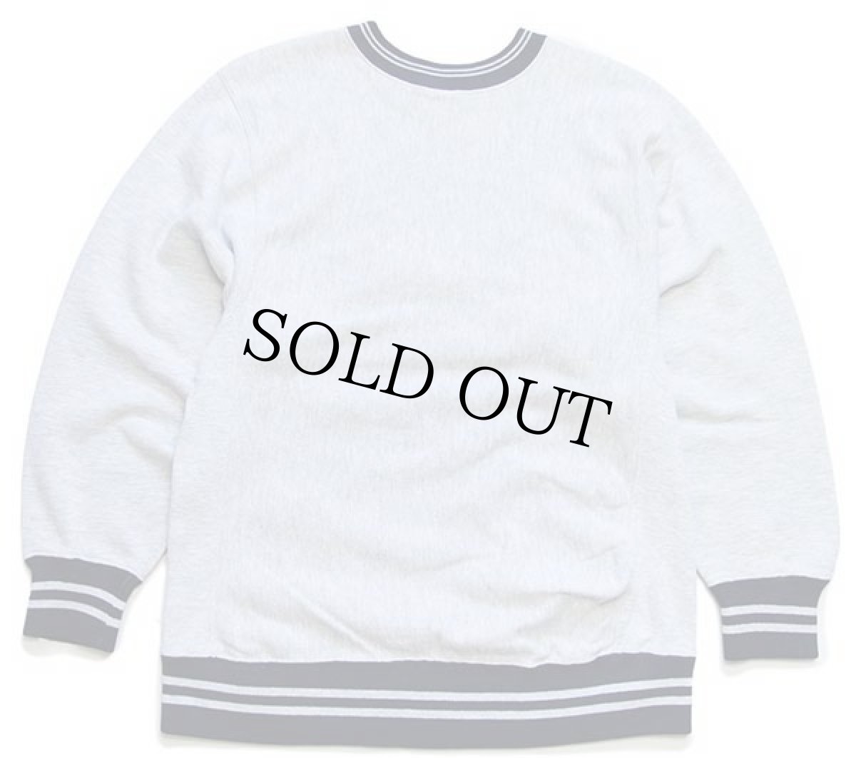 画像2: 90s USA製 Championチャンピオン スクリプト ビッグロゴ刺繍 リブライン リバースウィーブ スウェット 杢グレー×紺 M (2)