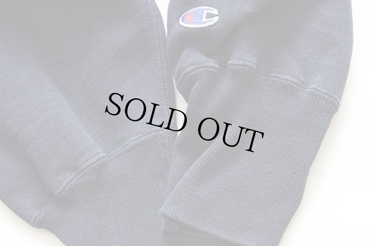 画像5: 90s USA製 Championチャンピオン スクリプト ビッグロゴ刺繍 レイヤードネック リバースウィーブ スウェット 紺 L★84 (5)