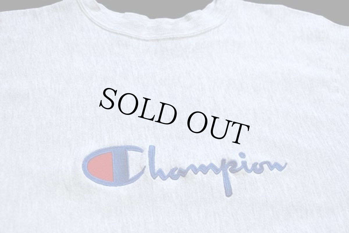 画像3: 90s USA製 Championチャンピオン スクリプト ビッグロゴ刺繍 リバースウィーブ スウェット 杢グレー L (3)