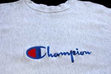 画像3: 90s USA製 Championチャンピオン スクリプト ビッグロゴ刺繍 リバースウィーブ スウェット 杢グレー L (3)
