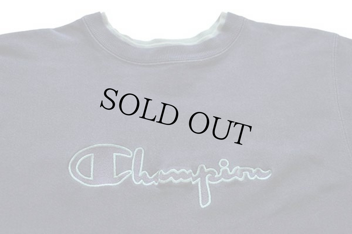 画像3: 90s USA製 Championチャンピオン スクリプト ビッグロゴ刺繍 レイヤードネック リバースウィーブ スウェット 紺 L★84 (3)