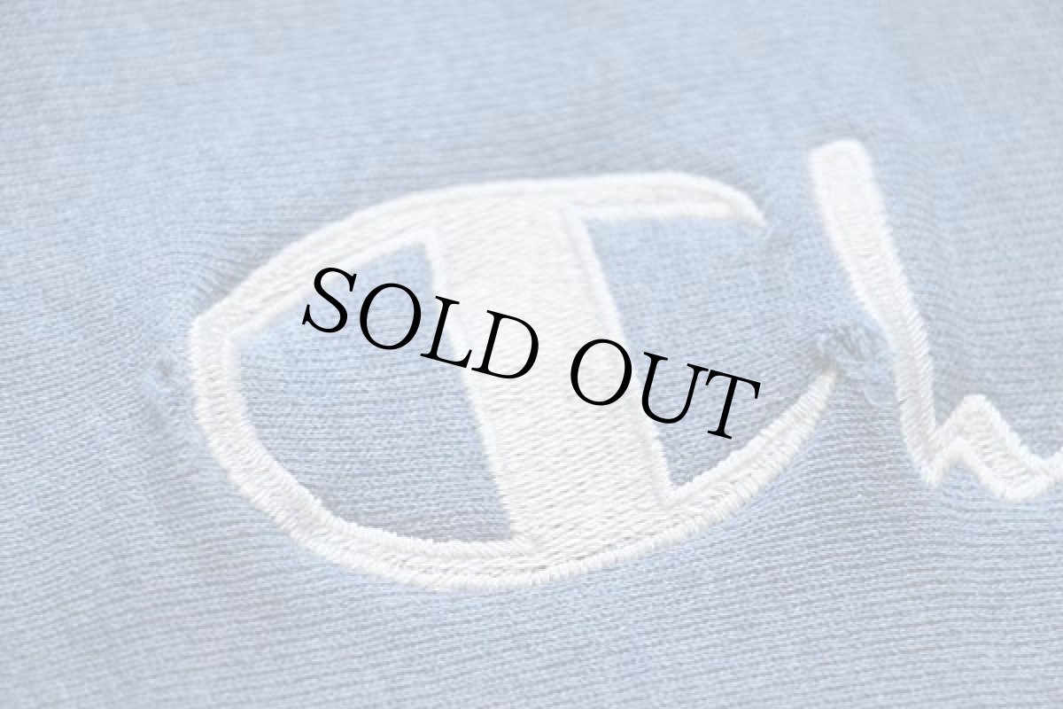 画像5: 90s USA製 Championチャンピオン スクリプト ビッグロゴ刺繍 リバースウィーブ スウェット ダメージ 杢ブルー M (5)