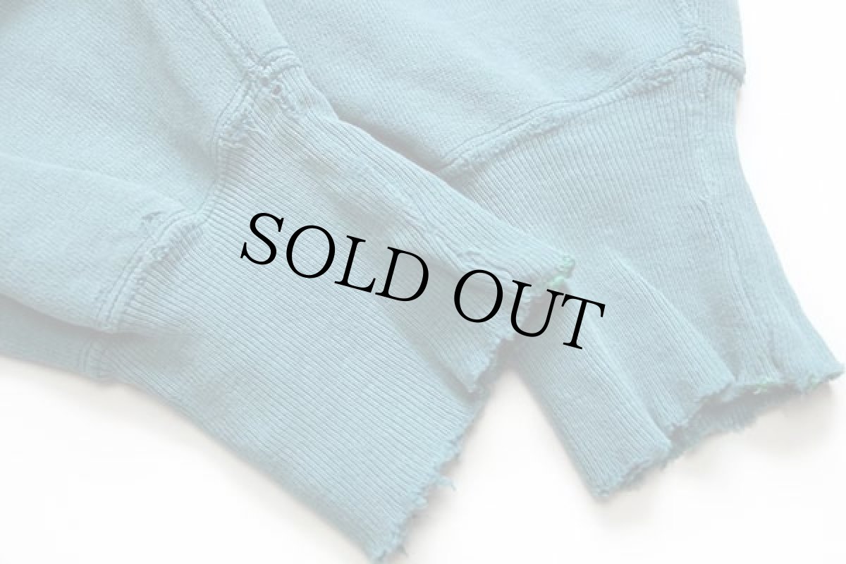 画像6: 90s USA製 Championチャンピオン スクリプト ビッグロゴ刺繍 リバースウィーブ スウェット ボロ エメラルドグリーン L (6)