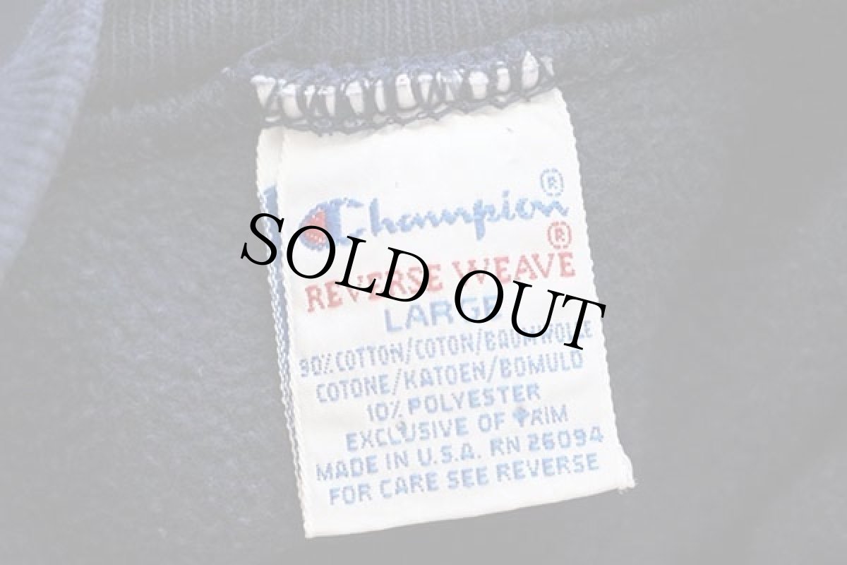 画像4: 90s USA製 Championチャンピオン スクリプト ビッグロゴ刺繍 リバースウィーブ スウェット 紺 L★54 (4)