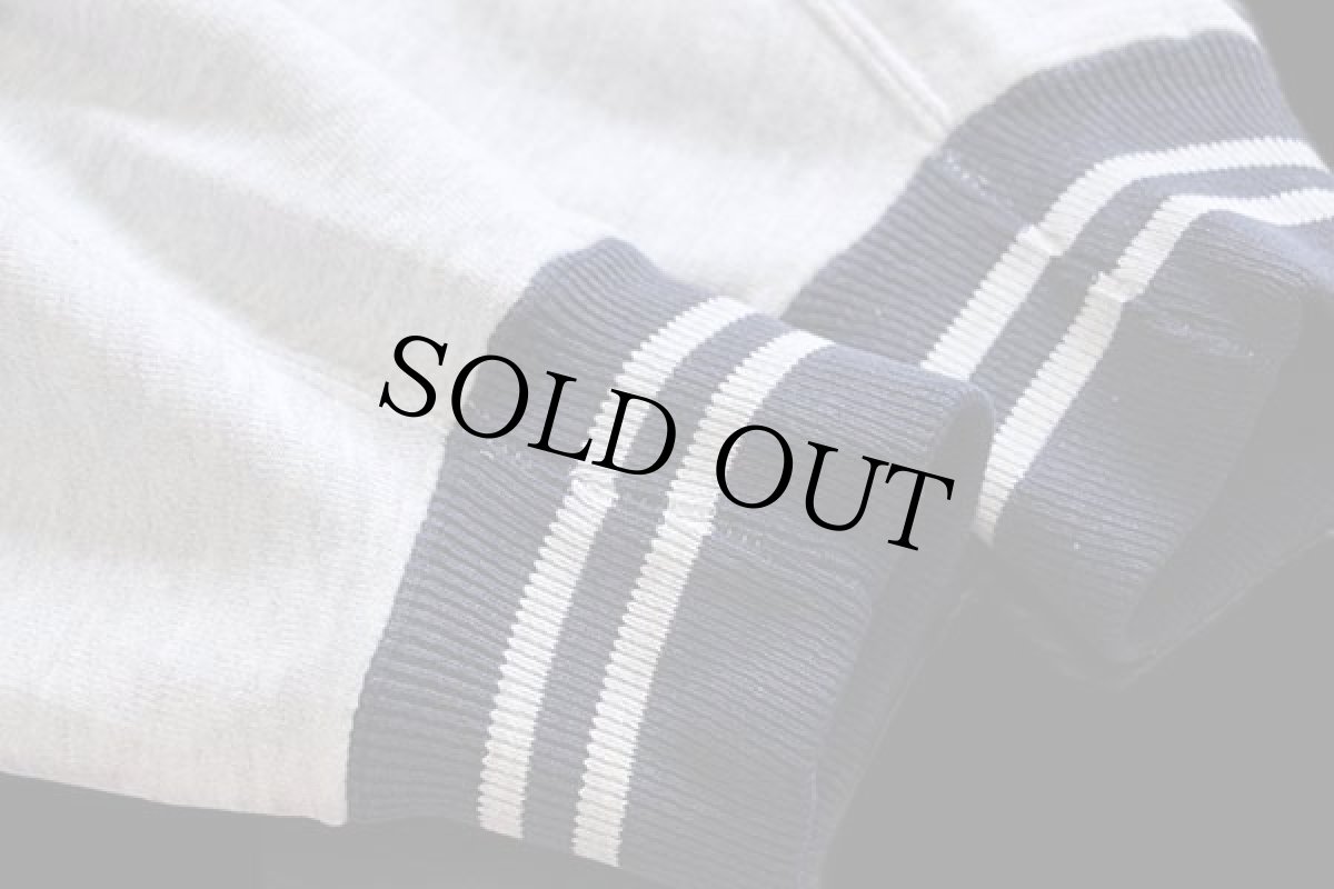 画像5: 90s USA製 Championチャンピオン スクリプト ビッグロゴ刺繍 リブライン リバースウィーブ スウェット 杢グレー×紺 M (5)