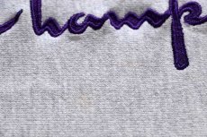 画像6: 90s USA製 Championチャンピオン スクリプト ビッグロゴ刺繍 リブライン リバースウィーブ スウェット 杢グレー×紫 M★80 (6)