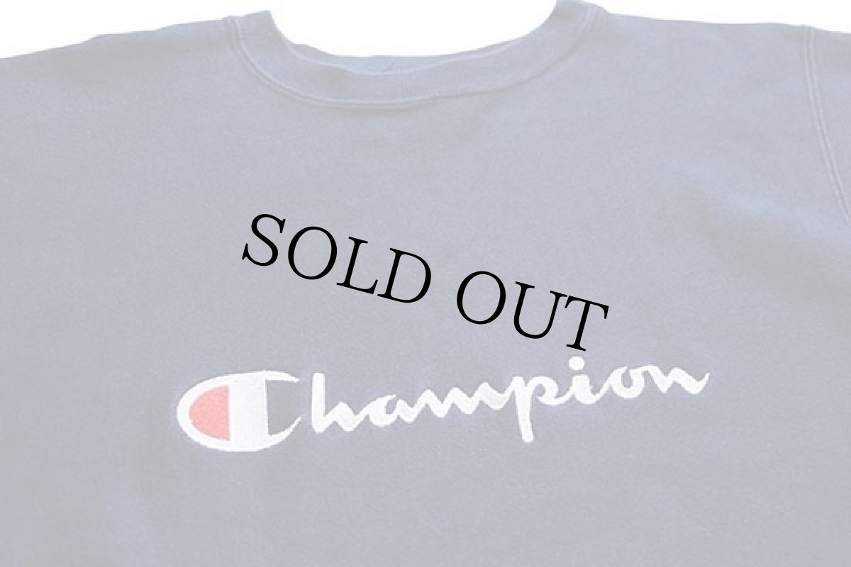 画像3: 90s USA製 Championチャンピオン スクリプト ビッグロゴ刺繍 リバースウィーブ スウェット 紺 L★54 (3)