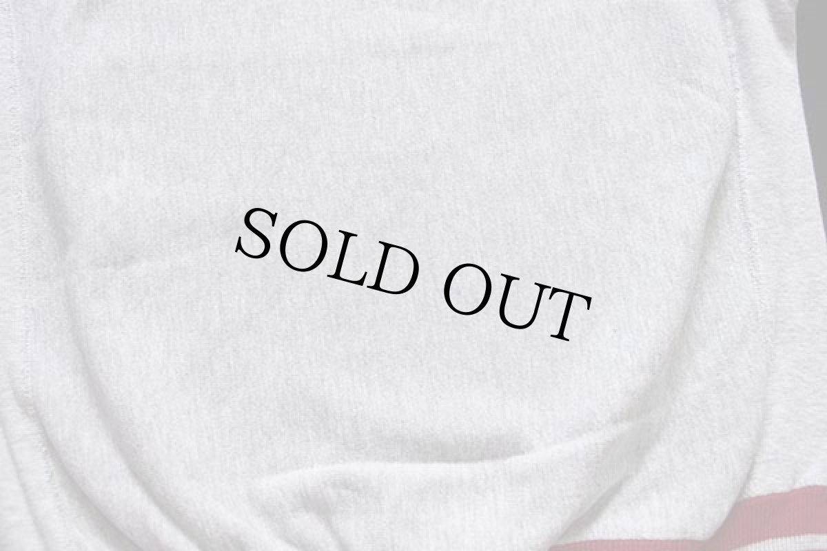 画像7: 90s USA製 Championチャンピオン スクリプト ビッグロゴ刺繍 リブライン リバースウィーブ スウェット 杢グレー×ピンク L (7)