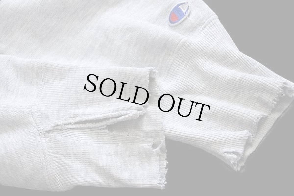 画像8: 90s USA製 Championチャンピオン CITY HIGH 二段中抜きプリント リバースウィーブ スウェット ボロ 杢グレー L (8)