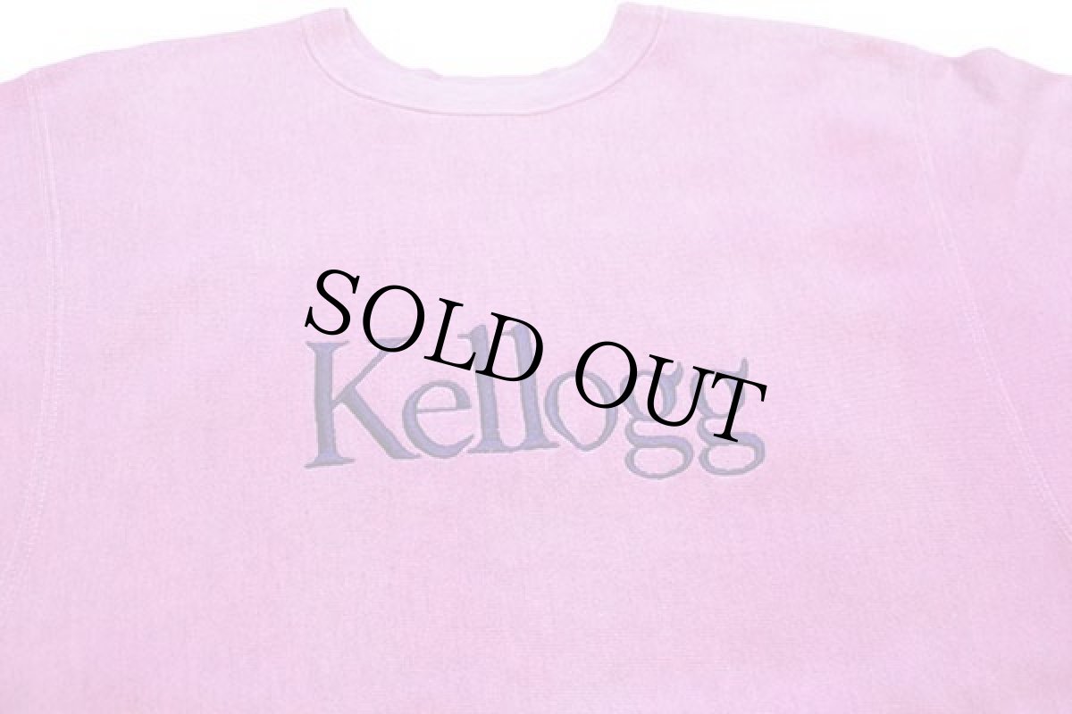 画像3: 90s USA製 Championチャンピオン Kellogg 刺繍 リバースウィーブ スウェット 後染め 杢ピンク XL (3)