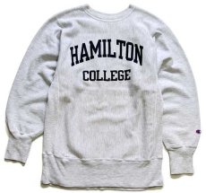 画像1: 90s メキシコ製 Championチャンピオン HAMILTON COLLEGE リバースウィーブ スウェット 杢グレー M (1)