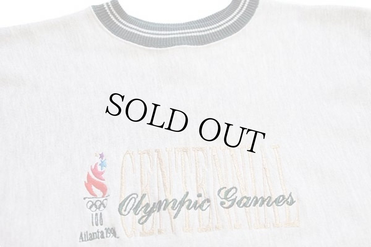画像3: 90s USA製 Championチャンピオン CENTENNIAL 1996 Atlanta OLYMPICオリンピック刺繍 リブライン リバースウィーブ スウェット 杢グレー L (3)
