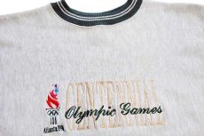 画像3: 90s USA製 Championチャンピオン CENTENNIAL 1996 Atlanta OLYMPICオリンピック刺繍 リブライン リバースウィーブ スウェット 杢グレー L (3)