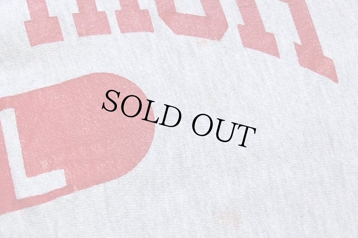 画像5: 90s USA製 Championチャンピオン CITY HIGH 二段中抜きプリント リバースウィーブ スウェット ボロ 杢グレー L (5)