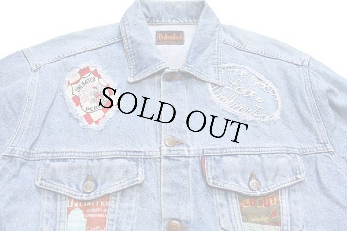 画像3: 80s イタリア製 Unlimited 切り抜き&チェーン刺繍 デザイン デニムジャケット 4ポケット (3)
