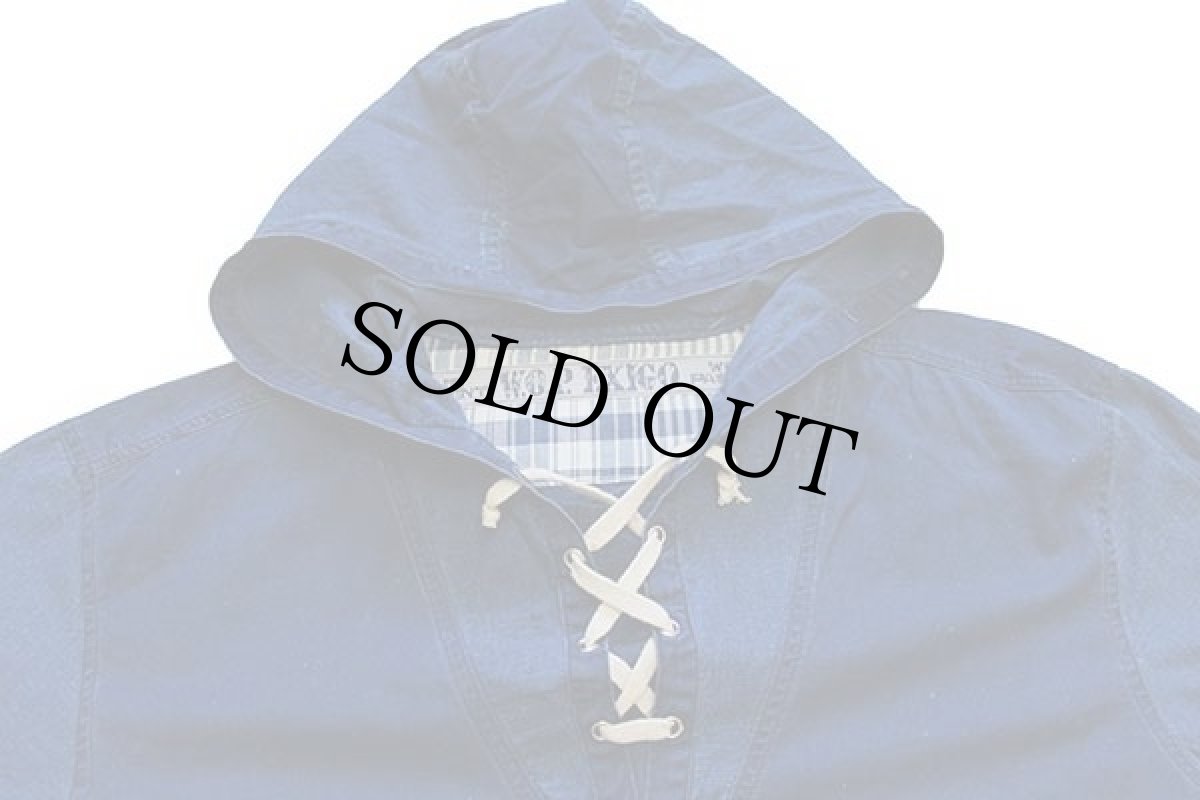 画像3: 90s イタリア製 EXIGO レースアップ プルオーバー コットンパーカー インディゴ (3)