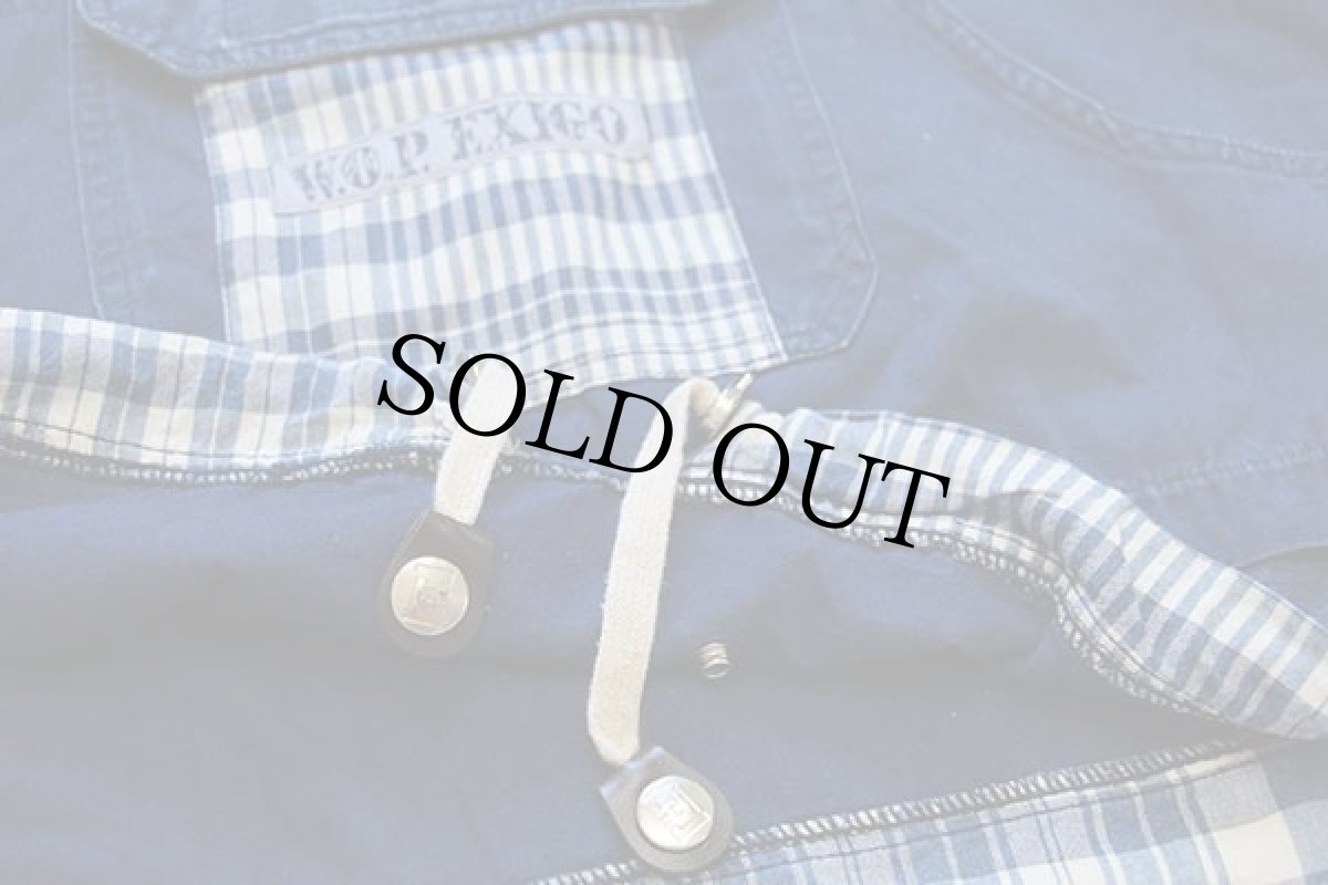 画像6: 90s イタリア製 EXIGO レースアップ プルオーバー コットンパーカー インディゴ (6)