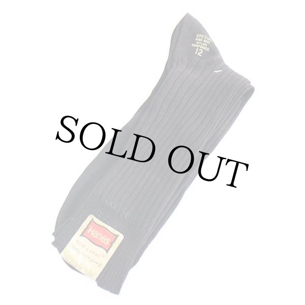 デッドストック☆50s USA製 Hanes 無地 針抜き コットン ソックス