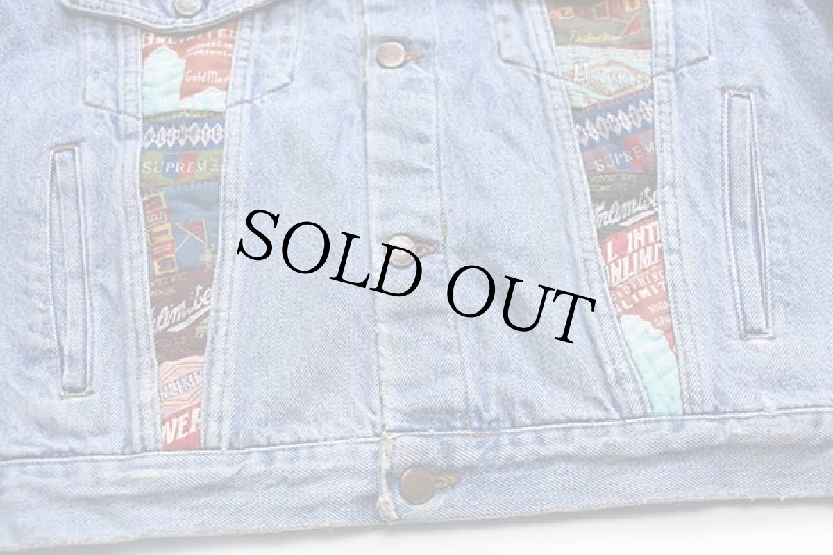 画像6: 80s イタリア製 Unlimited 切り抜き&チェーン刺繍 デザイン デニムジャケット 4ポケット (6)