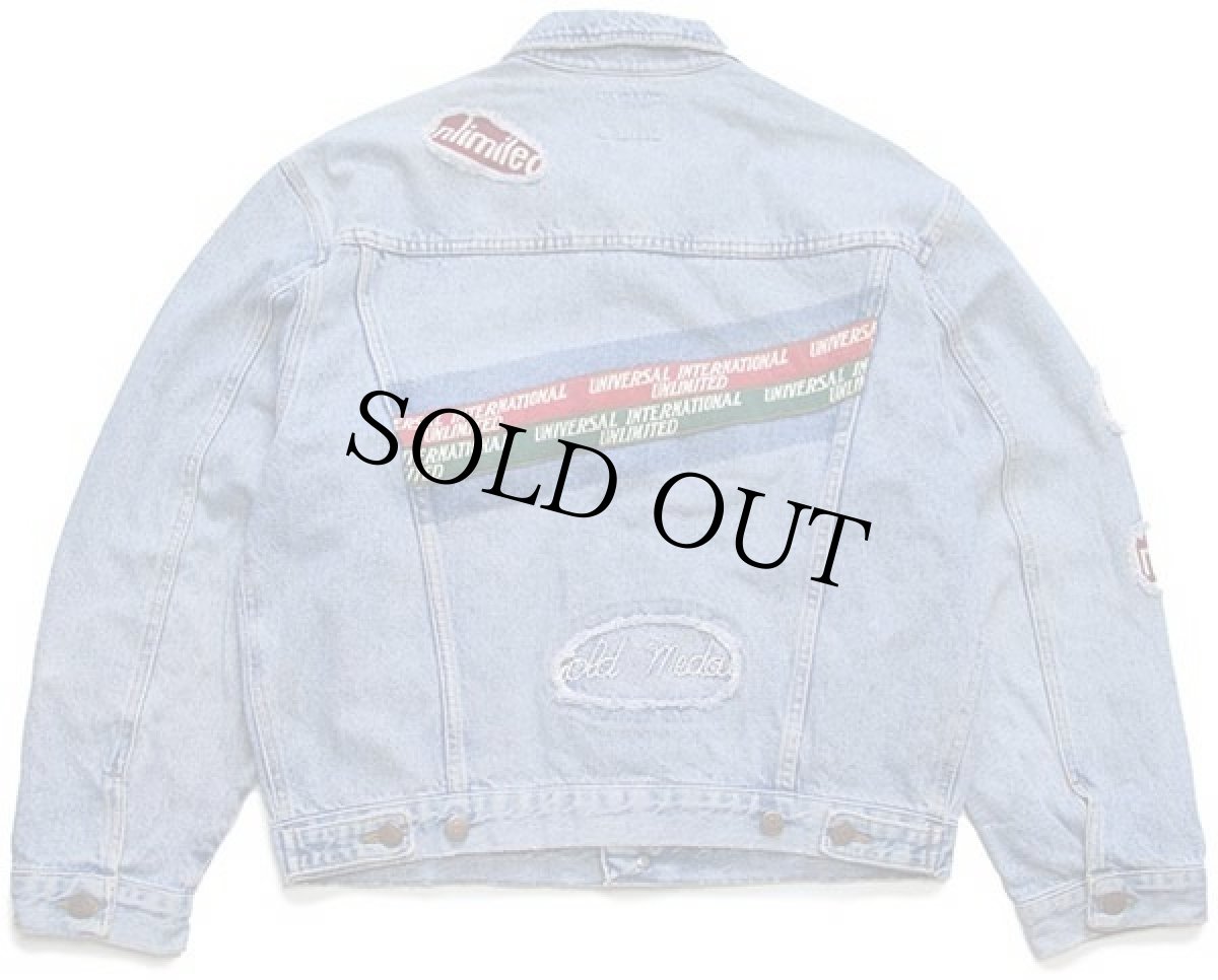 画像2: 80s イタリア製 Unlimited 切り抜き&チェーン刺繍 デザイン デニムジャケット 4ポケット (2)