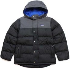 画像1: patagoniaパタゴニア Bivy Down Hoody ツートン 切り替え ダウンパーカー ブラック×グレー KIDS M (1)