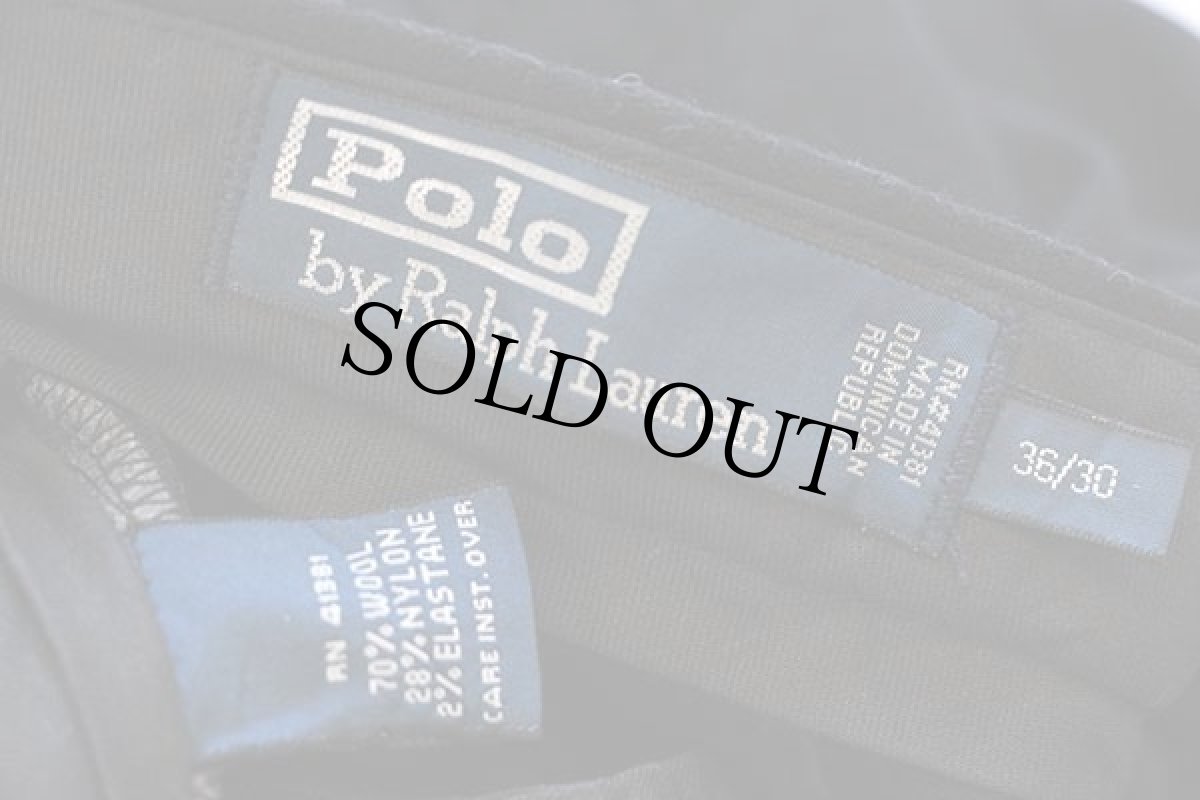 画像6: 00s ポロ ラルフローレン ツータック スラックス ウールパンツ 黒 w36 L30 (6)