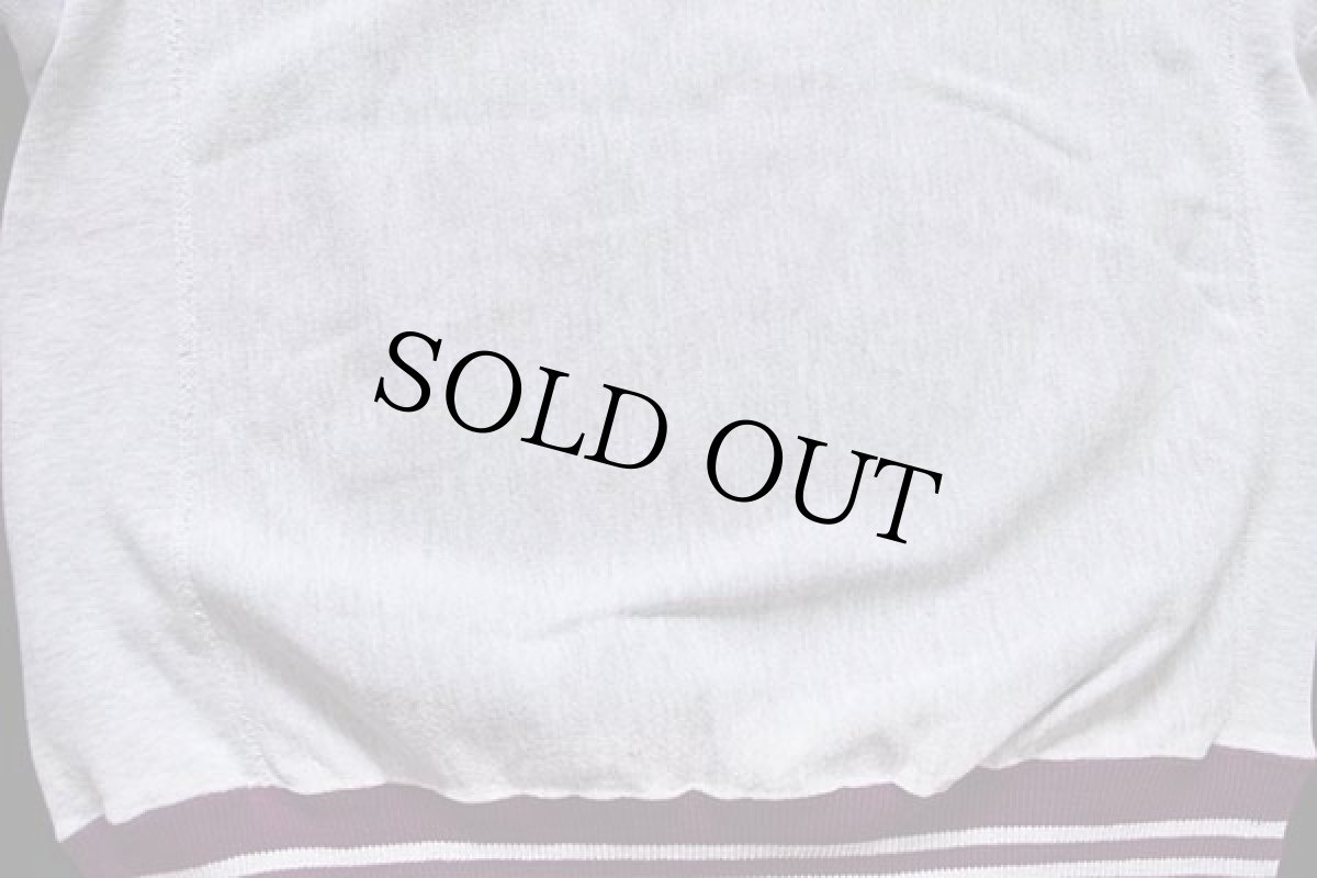 画像6: 90s USA製 Championチャンピオン スクリプト ビッグロゴ刺繍 リブライン リバースウィーブ スウェット 杢グレー×紫 L (6)