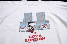 画像3: 80s ポルトガル製 SNOOPY スヌーピー I LOVE LONDON 染み込みプリント スウェット 白 L (3)