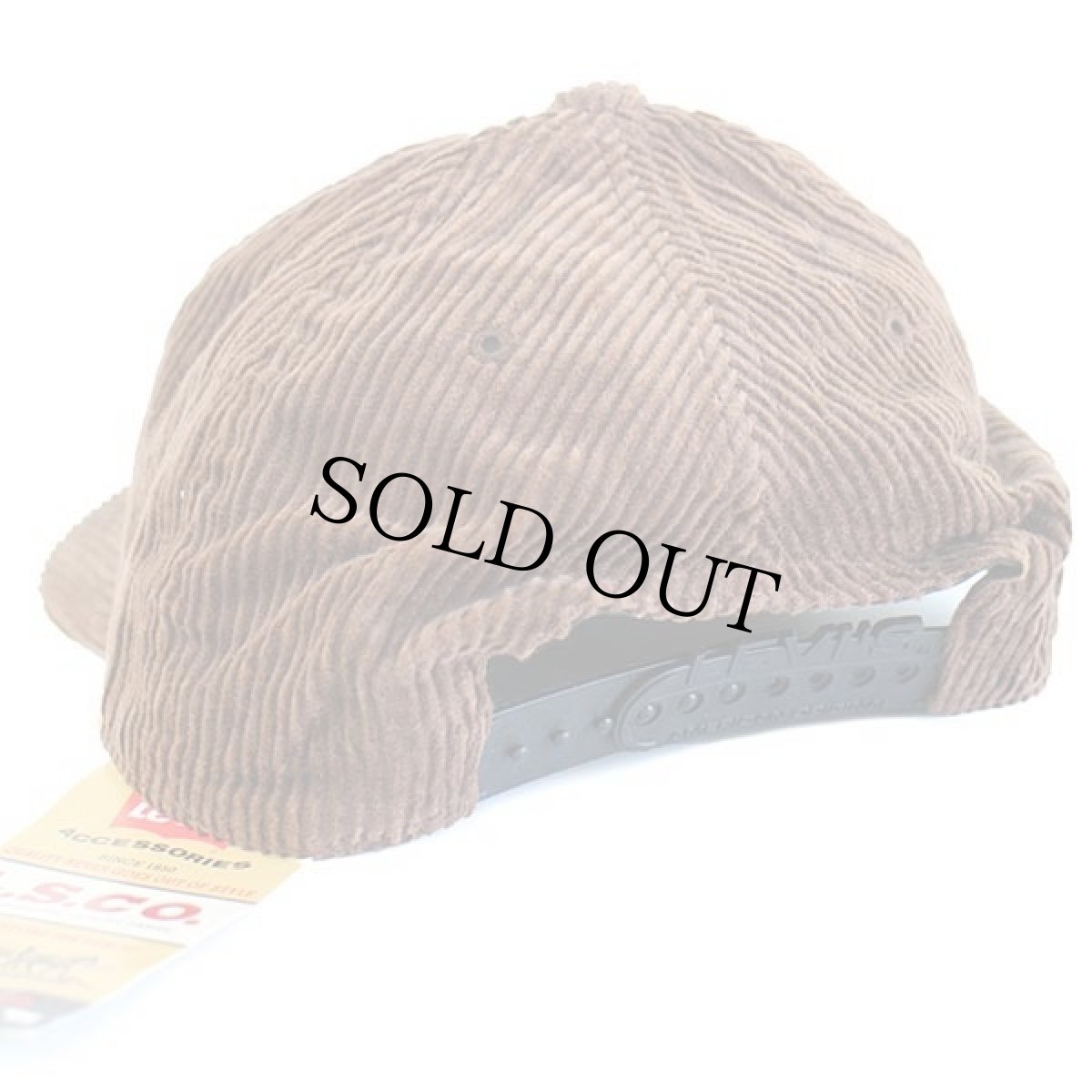 画像2: デッドストック★90s Levi'sリーバイス ロゴ刺繍 コットン 太畝 コーデュロイキャップ 焦げ茶 (2)