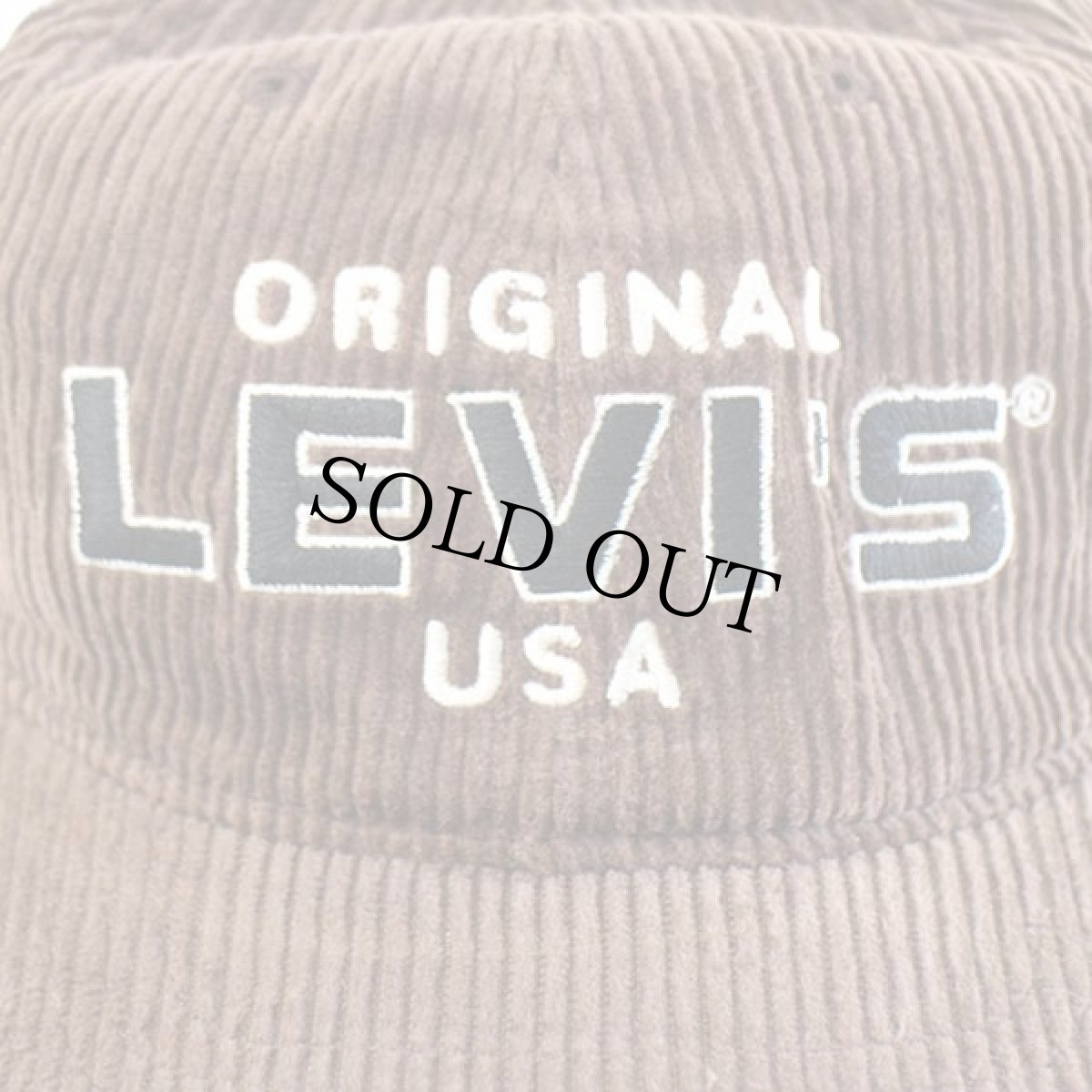 画像4: デッドストック★90s Levi'sリーバイス ロゴ刺繍 コットン 太畝 コーデュロイキャップ 焦げ茶 (4)