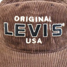 画像4: デッドストック★90s Levi'sリーバイス ロゴ刺繍 コットン 太畝 コーデュロイキャップ 焦げ茶 (4)