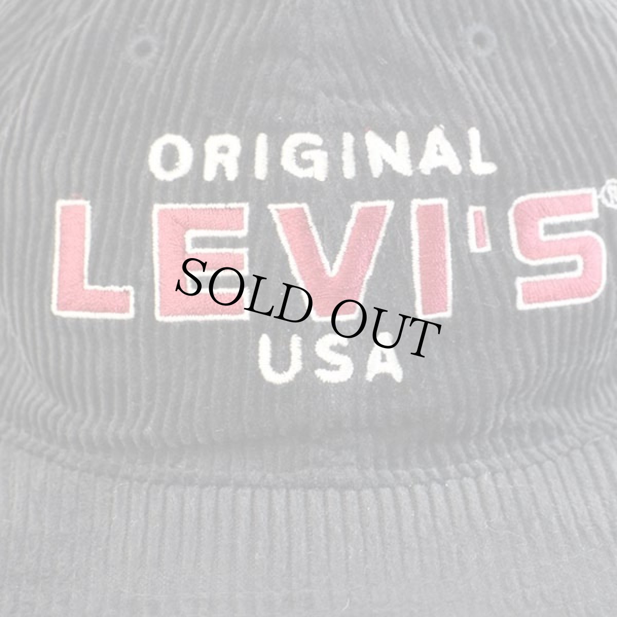 画像4: デッドストック★90s Levi'sリーバイス ロゴ刺繍 コットン 太畝 コーデュロイキャップ 黒 (4)