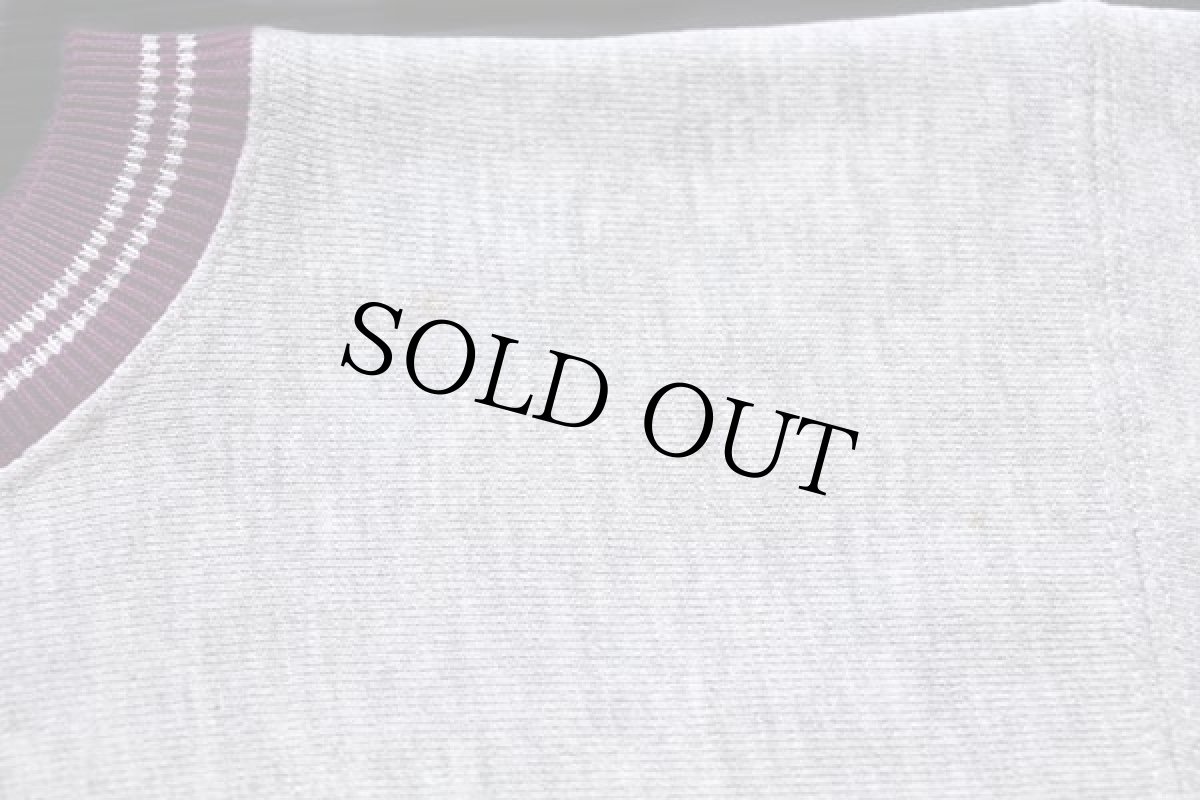 画像5: 90s USA製 Championチャンピオン スクリプト ビッグロゴ刺繍 リブライン リバースウィーブ スウェット 杢グレー×紫 L (5)